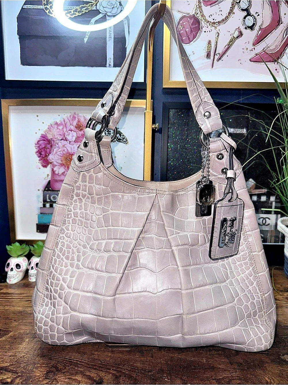 Coach Madison Maggie crocodile-embossed shoulder bag